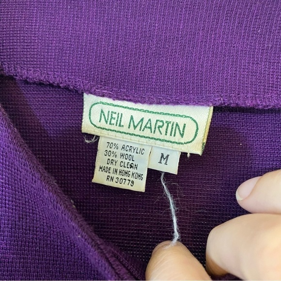 Vintage Neil Martin 1980’s Dress Acrylic Wool Purple Sz Medium - Picture 2 of 7